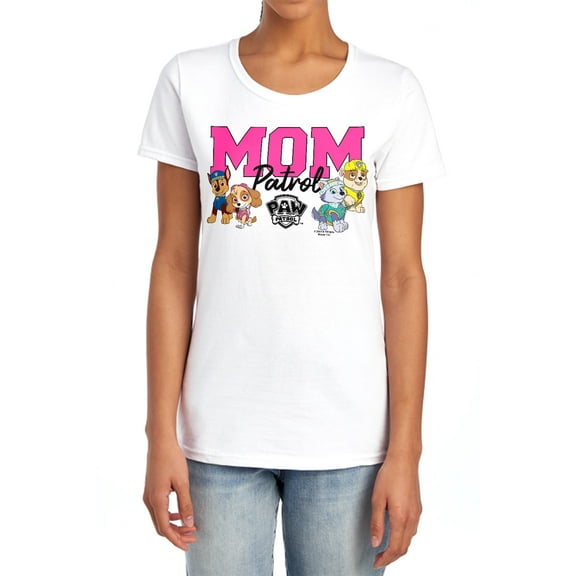 PAW Patrol Mother's Day Mom Patrol Women's T Shirt, White, Large