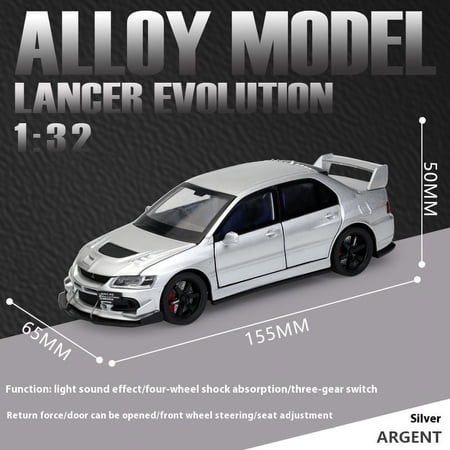 JDM 1:32 Mitsubishi Lancer Evolution Ninth Generation Super Racing Metal Alloy Diecast Car Model Sound & Light Right Rudder Gift