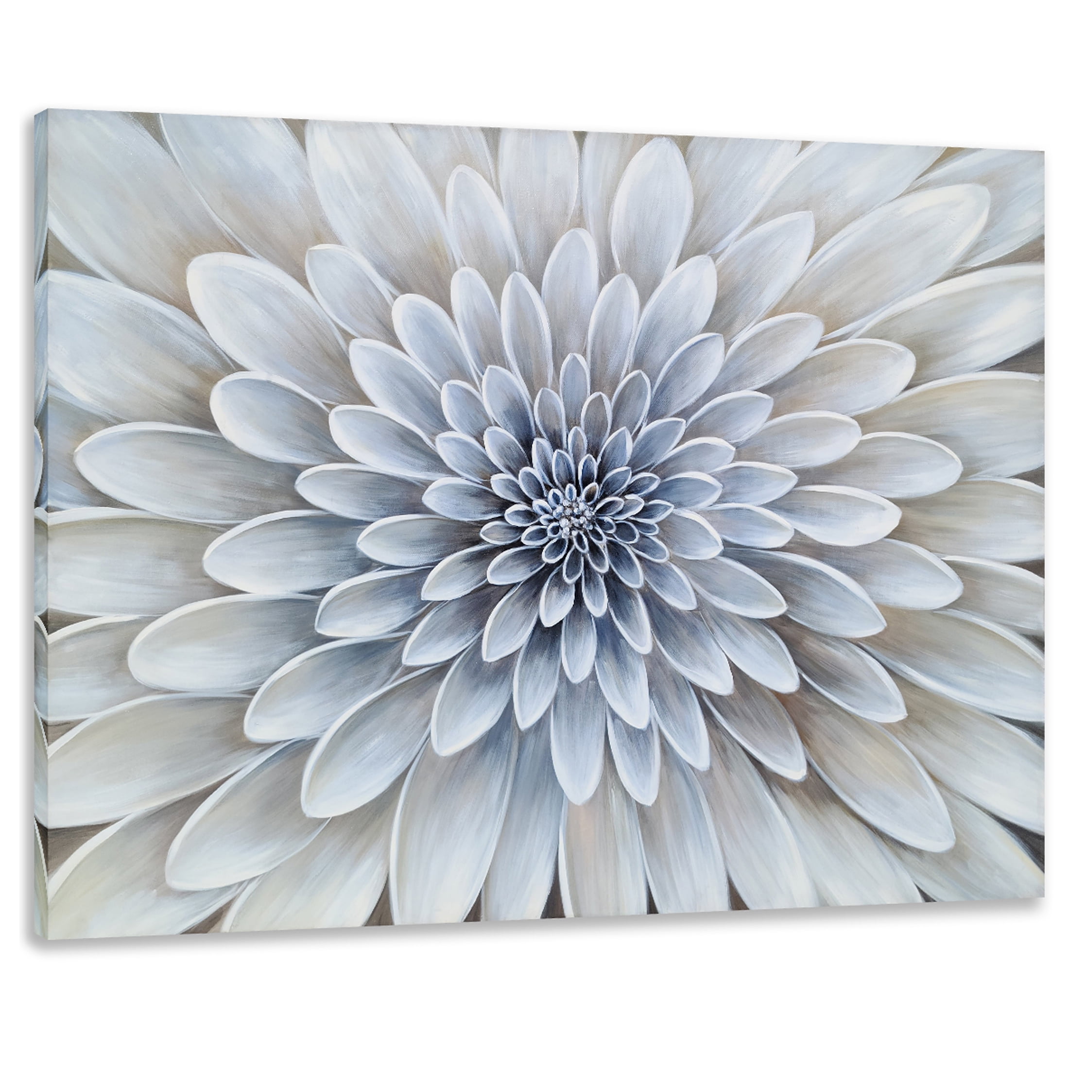 SYGALLERIER Floral Canvas Wall Art with Textured Modern Abstract White ...