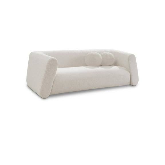 Meridian Furniture Abbington Contemporary Boucle Fabric Sofa in Cream