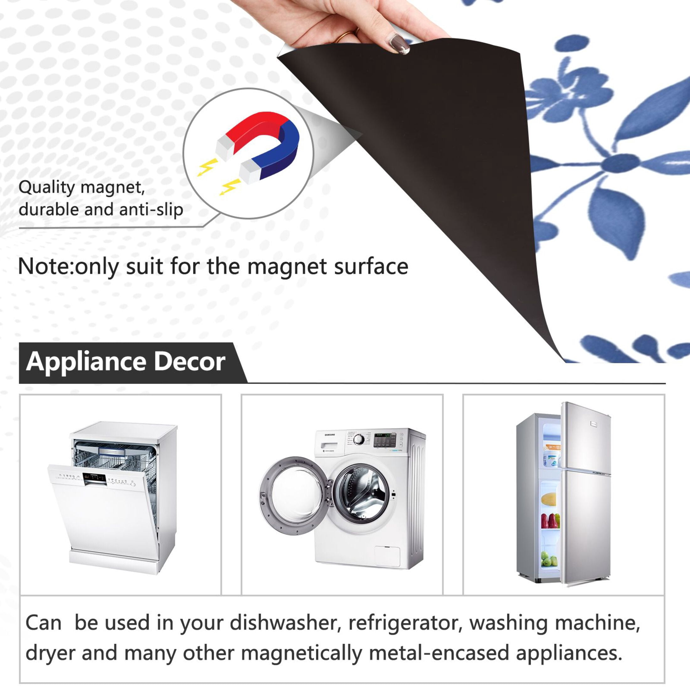 Dishwasher Magnetic Sticker 23x26 Inch Refrigerator Magnetic Sticker Washing Machine Magnetic Sticker Kitchen Panel Magnetic Sticker Home Decor Beautiful Cute Blue