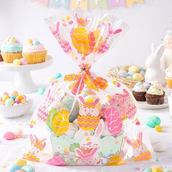 SDJMa 30 Pcs Easter Bags, 11.81"x15.75" Large Clear Plastic Wrap Bags for Gift Wrapping Spring Easter Holiday Birthday Party Favors Supplies