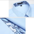 thumbnail image 4 of Mens Dress Shirt Button-Up Long Sleeve Regular Fit Shirt with Paisley Inner Contrast Wedding, 4 of 9