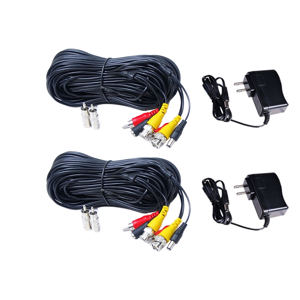 VideoSecu 2x 50 Feet Security Camera Audio Video Power Extension Cable BNC RCA Connector Wire