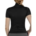 thumbnail image 4 of 2 Pack Women Short Sleeves Mock Neck Turtleneck Shirts Stretchy Side Ribbed Slim Fit Tight Top, 4 of 6
