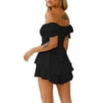 thumbnail image 5 of Lnzyyephy Women Short Jumpsuit, Short Sleeve Off-shoulder Solid Summer Playsuit for Party Club, 5 of 9