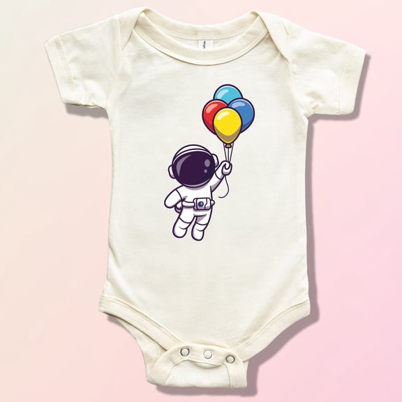 Astronaut Floating With Balloons Baby Bodysuitâ®, Cute Astronaut Bodysuitâ®, Cute Flying Astronaut Bodysuit, Funny Baby Bodysuit, Newborn Gift Cute Baby Onesie, BABY BODYSUIT LAT 4424