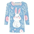 thumbnail image 4 of Cavosen Happy Easter Womens Three Quarter Sleeve Blouses Summer Bunny Print Pullover Shirts 3/4 Sleeve Round Neck Holiday Tops Vacation Festival Tee Shirts Loose Dressy 2XL, 4 of 5