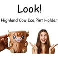 thumbnail image 6 of Aorsher Highland Cow Ice Cream Pint Holder, Insulated Popsicle & Beer Can Cooler Sleeve, Cute Cow Print Leak, Proof Cozy Cover with Handle, Perfect Gift for Highland Cow Lovers (1PC, Light Brown), 6 of 7