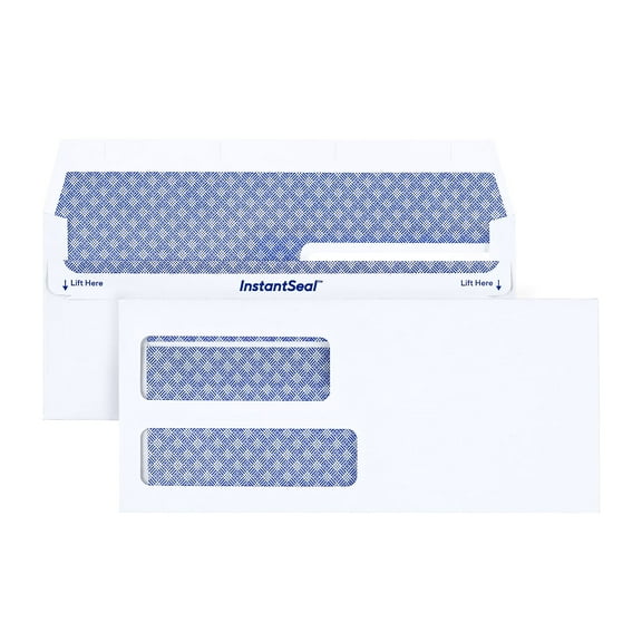 Staples InstantSeal Security Tinted #9 Double Window Envelopes 3 7/8" x 8 7/8" White 500/Box