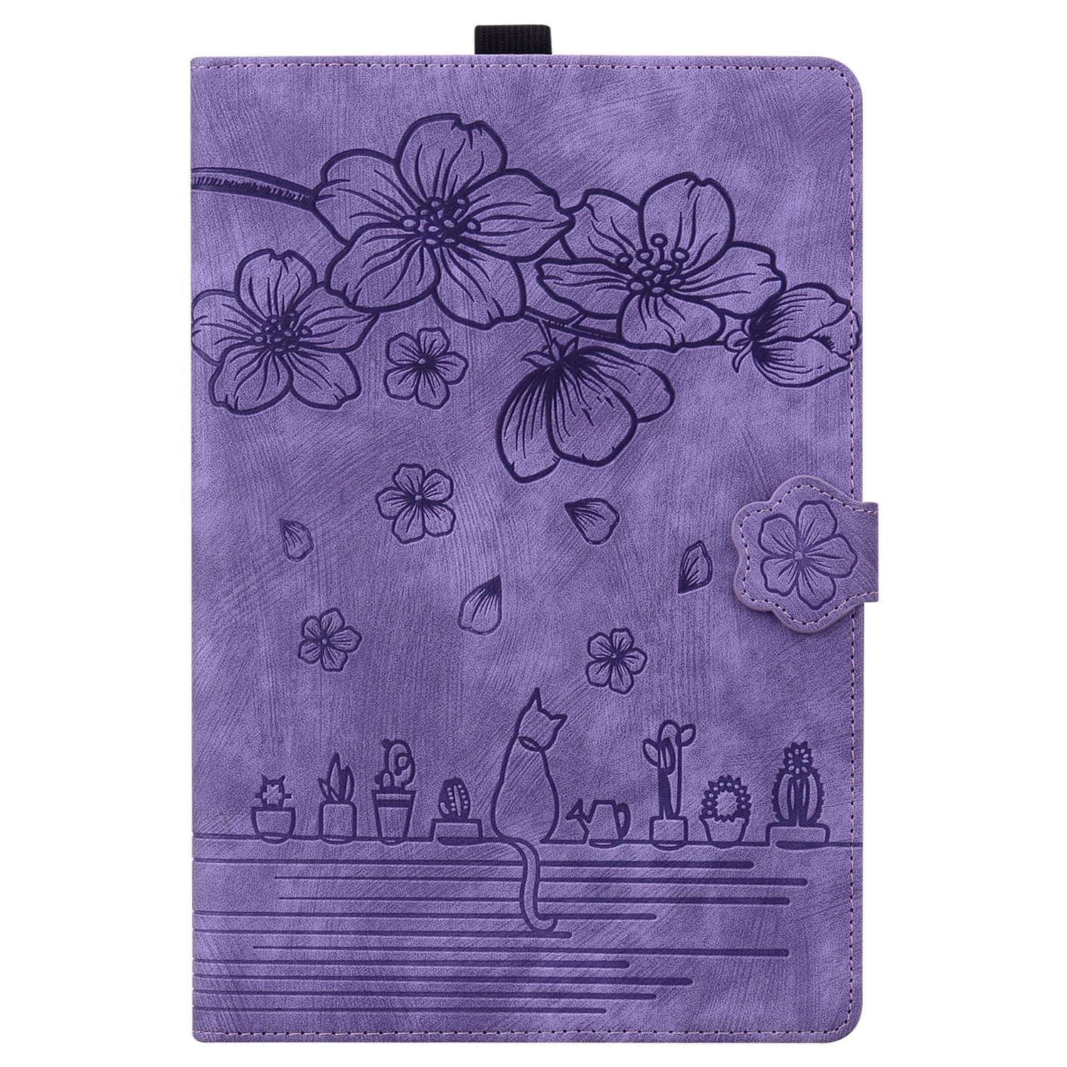 Allytechgroup Premium iPad Air 11 Case 2024 - Stylish Sakura Embossed Shockproof Tablet Case Cover for Apple iPad Air 11 Inch 2024 with Auto Sleep/Wake, Flip Cover, Stand & Pencil Holder, Purple