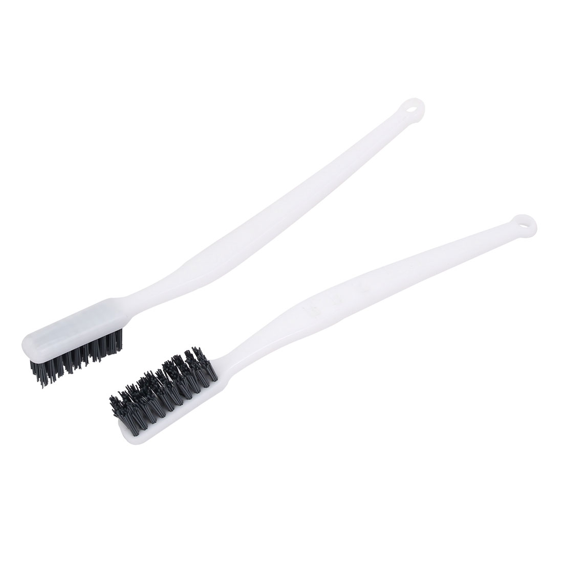 180mm Plastic Curved Handle Nylon Wire Cleaning Brushes Gray White 2pcs