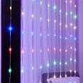 thumbnail image 4 of Cortina de luz LED de PVC con cascada de 300 LED, 3 x 3 m, lluvia de meteoritos, luz de lluvia, cortina de ventana con flujo de agua, luz de carámbano para decoración de bodas, 4 of 5