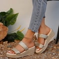 thumbnail image 6 of Dakaela Wedge Sandals for Women 2026 Two Band Braided Strappy Platform Espadrille Open Toe Slip on Summer Casual Slides Shoes Size 7.5, 6 of 8