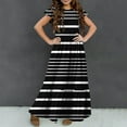 thumbnail image 4 of Spazoro Kids Girls Dresses, Striped Round Neck Fashion Short Sleeve Princess Dress for Child Girls Black Size 11-12T, 4 of 7