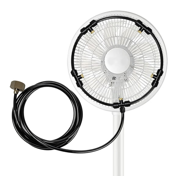 16 Inch Diameter Outdoor Fan Misting Ring Kit, Fan with Water Misting Fan, Misting Fan Outdoor, Outdoor Cooling Fan, 5 Brass Nozzles Complete Set with 1 Rubber Gasket, 5 Base