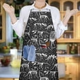 thumbnail image 6 of Black Cartoon Dinosaurs Fossils Pattern Apron-Garden Aprons for Women with Pockets-Cotton Linen Waterproof Kitchen Cooking Gardening Aprons Adjustable for Kitchen,Cooking,BBQ and Salon 33x27 Inch, 6 of 7