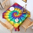thumbnail image 2 of Colorful Rainbow Tie Dye Spiral Pattern Square Tablecloth,Waterproof Square Table Cover,Wipeable Spillproof Washable Table Cover for Home Kitchen Party Decor 52"x52"(132x132cm), 2 of 6