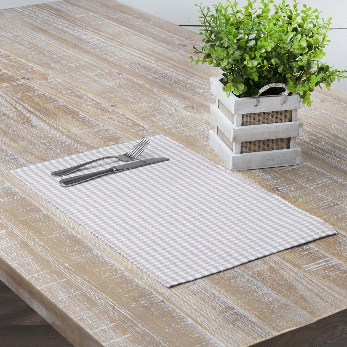 VHC Brands Farmhouse Tabletop & KitchenTara Grey Ribbed Placemat Set of 6, One Size