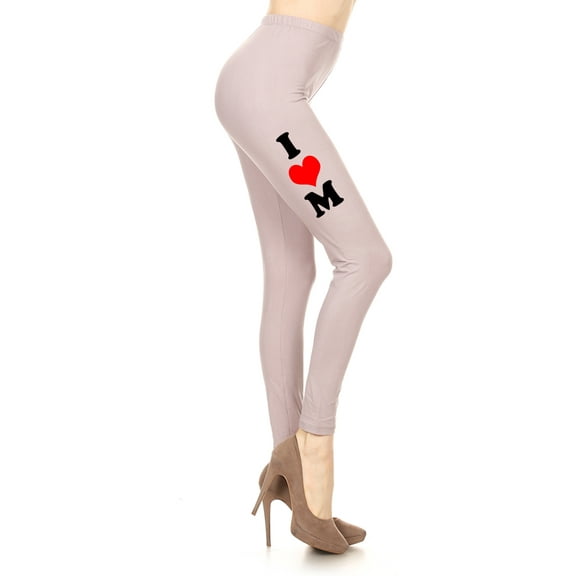 Women's Mother's Day I Heart Mom Design Printed Leggings for Regular PLUS 3X5X