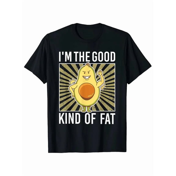 Avocado Graphic T-Shirt - 100% Cotton, Crew Neck, Short Sleeve, Casual Summer Tee with Inspired Design, Black