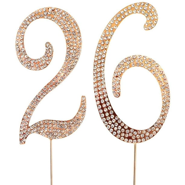 Gold 26 Crystal Cake Topper Number 26 Rhinestones 26th Birthday Cake Topper Men Or Women Birthday Or 26th Anniversary Party Decoration Supply Walmart Com Walmart Com