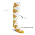 thumbnail image 2 of Golf Knickers Colorful Knee High Argyle Cotton Socks For Men Women and Youth - FFF: Gold/White - Youth, 2 of 2