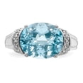 thumbnail image 4 of Auriga Fine Jewelry 925 Sterling Silver Rhodium Checker-Cut Sky Blue Topaz and Diamond Ring for Women Size 7, 4 of 6