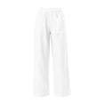 thumbnail image 5 of HomeDM Pants for Women Elastic Waist Cotton Linen Straight Leg Lounge Pants White Athletic Work Trousers with Pockets Size M, 5 of 6