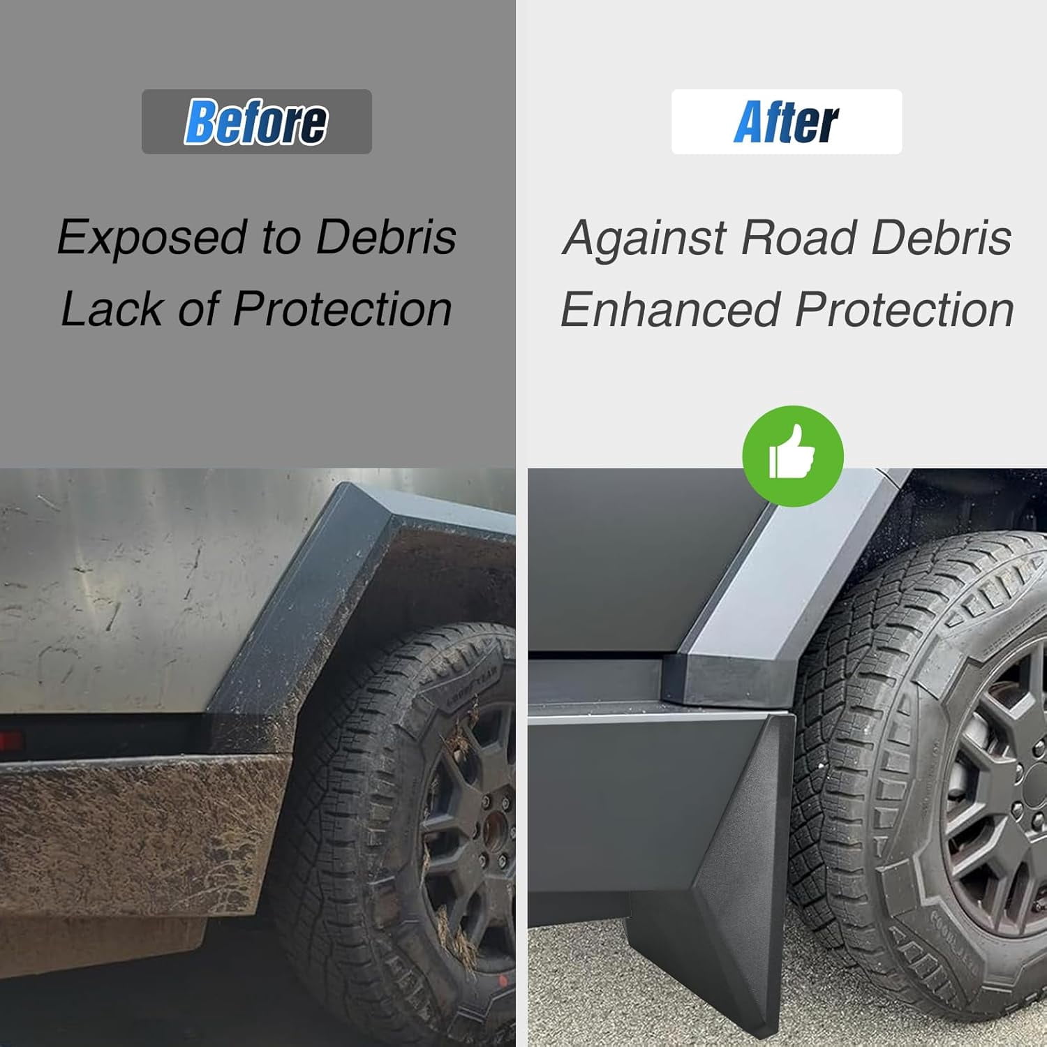 Nilight Mud Flaps for Tesla Cybertruck 2023 2024 2025, No Drilling Precision Fit Exterior Accessories Heavy-Duty Splash Guards Protection, Front & Rear Set