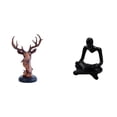 thumbnail image 1 of Figura de cabeza de ciervo,Adorno de cabeza de ciervo,estatua de animal decorativa,Figura decorativa de cabeza de ciervo para mesa,Figura del pensador abstracto,Estatua de Pensador, 1 of 8