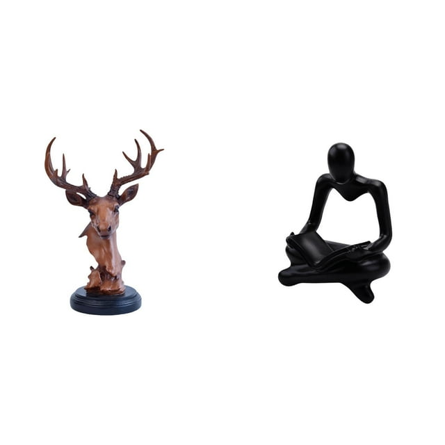 Figura de cabeza de ciervo,Adorno de cabeza de ciervo,estatua de animal decorativa,Figura decorativa de cabeza de ciervo para mesa,Figura del pensador abstracto,Estatua de Pensador
