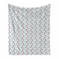 thumbnail image 1 of Dachshund Soft Flannel Fleece Throw Blanket, Beret and Shirt Wearing Dog Holding Balloons on Stripes Background, Cozy Plush for Indoor and Outdoor Use, 70" x 90", Vermilion Pale Blue, by Ambesonne, 1 of 6