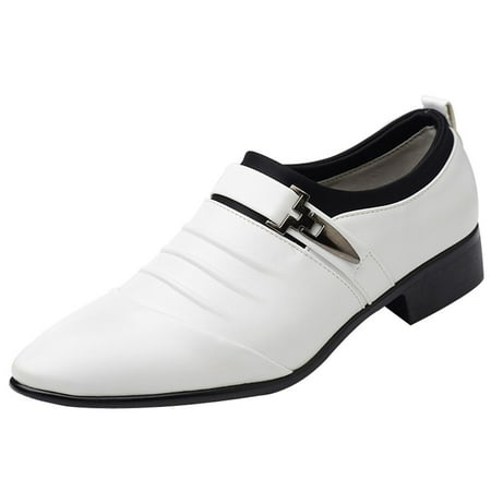 

Yoslce Mens Dress Shoes New British Leather Shoes Fashion Man Pointed Toe Formal Wedding Shoes White Sneakers Black 43