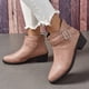 thumbnail image 2 of Zapatos Botines para mujer Nuevas botas grandes de cuero con hebilla de cinturón con punta redonda tacón cuadrado y botines con cremallera trasera con botas de tacón bajo para mujer (Pink 7), 2 of 7