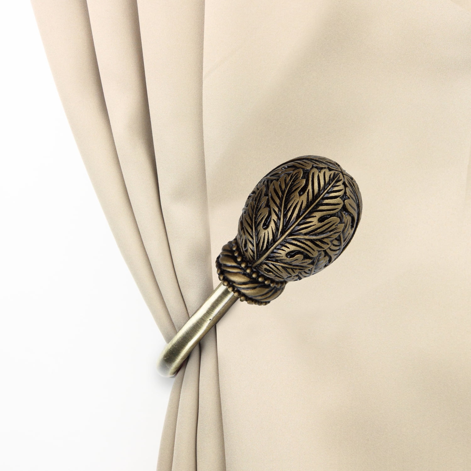 Santino Curtain Holdback Pair in Antique Brass