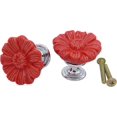 thumbnail image 3 of ABCISI 6PCS Vintage Floral Daisy Dresser Drawer Knobs, Ceramic Round Drawer Knobs, Elegant Cabinet Cupboard Door Hardware Pull Handles w/Screws, Red, 3 of 12