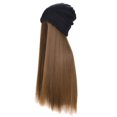 thumbnail image 4 of Mens Womens Hats Beanies Women Hat Wig Knit With Long Straight Wig Hat Dismountable Warm Cap for Winter Thickened Cold Hat, 4 of 4