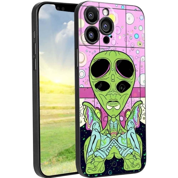 Compatible with iPhone 13 Pro Max Phone Case, Psychedelic-Trippy-Alien-Art-Visuals-Colours16 Case Men Women, Flexible Silicone Shockproof Case for iPhone 13 Pro Max