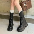 thumbnail image 3 of Chunky Fold Over Boots for Women 2025 Roman Fashion Slouchy Platform Wide Mid Calf Riding Boots, 3 of 9