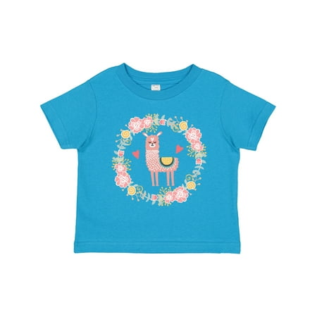 

Inktastic Llama Rose Flower Wreath Gift Toddler Toddler Girl T-Shirt