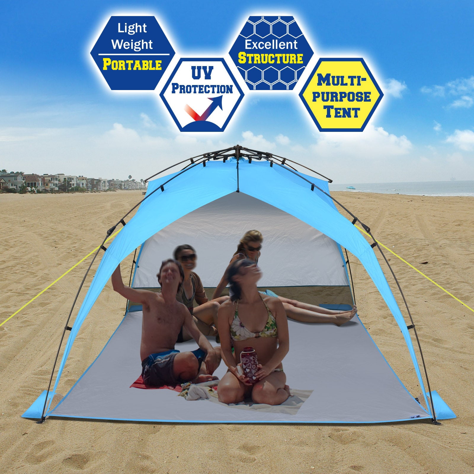 SUNNYOUTDOOR 8'x8'x5' Large Camping Tent Portable Pop up Beach Canopy Sunshade Shelter Sport