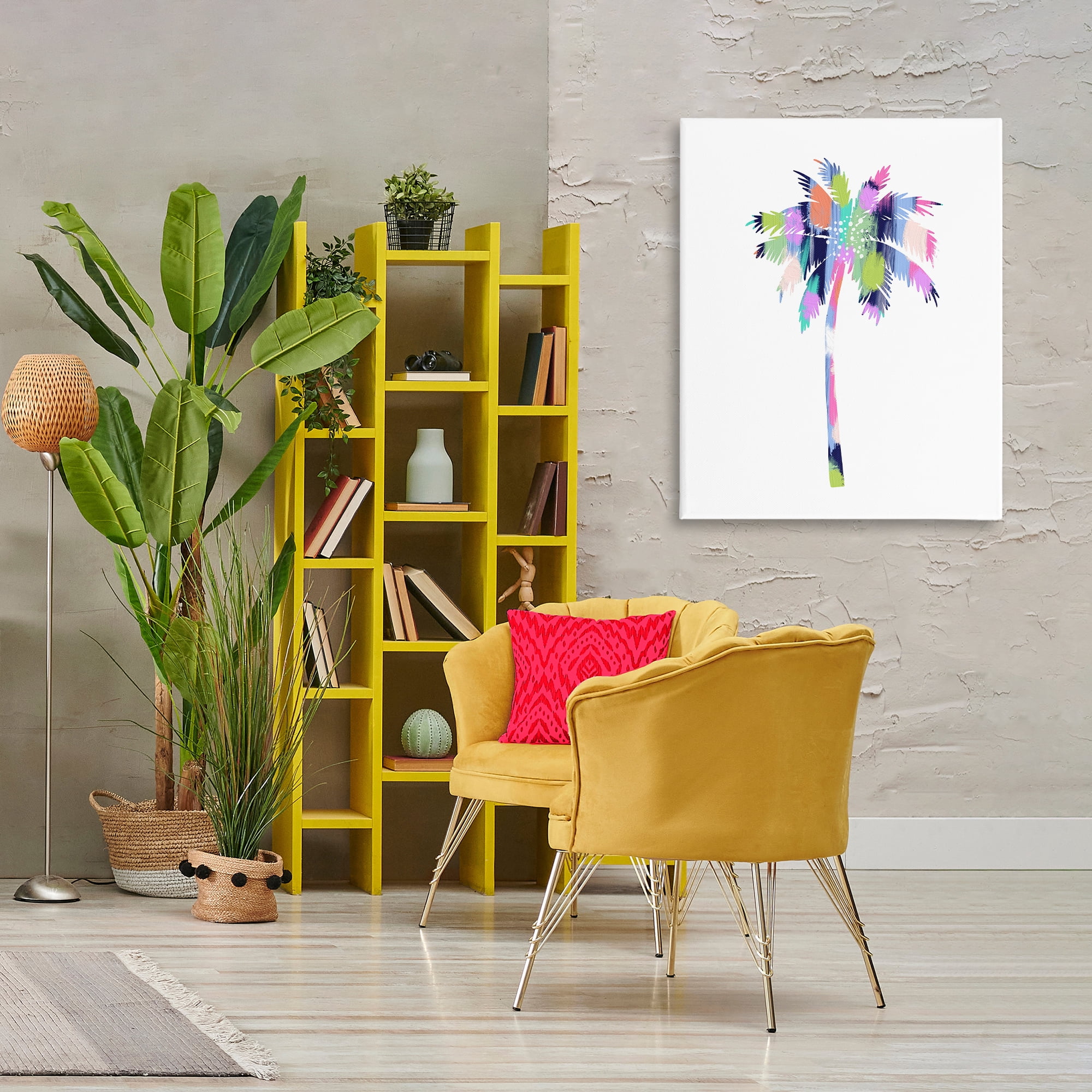 Stupell Industries Patterned Palm Tree Botanical & Floral Painting Gallery Wrapped Canvas Art Print Wall Art, 30 x 40