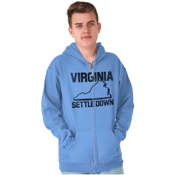 Virginia Settle State Map Shape Funny Zip Up Hoodie Men's Women's Brisco Brands 2X
