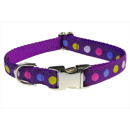 Sassy Dog Wear POLKA DOT-PURPLE-MULTI2-C Dot Dog Collar, Purple & Multi - Small