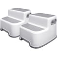 thumbnail image 1 of Dual Height Step Stool for Kids, Reinforced Plastic Non Slip Stool with Strong Soft-Grip Steps, Portable Potty Training Aid for Bathroom Sink Kitchen Use (2 Pack Off-white), 1 of 5