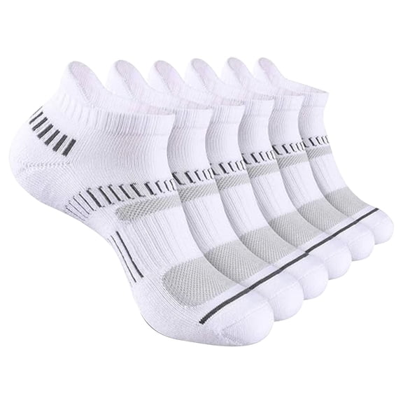 CNEJRHG 6Pairs Mens Womens Socks Ankle Socks for Men Women Low Cut Cushioned Breathable Socks White