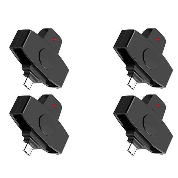 4X CSCR3 Smart CAC Card Reader Type-C Bank Tax Declaration SIM Card/IC Card ID Card Reader,4 x Smart Card Reader,Black