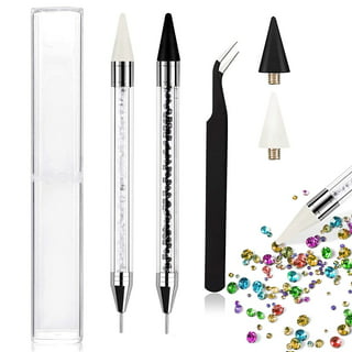 Wax Pencil for Rhinestones, Rhinestone Picker Dotting Pen, Dual-Ended Diamond  Painting Wax Pencil Gems Crystals Picker Pen Nail Art DIY Decoration Tool  (Black++White) 