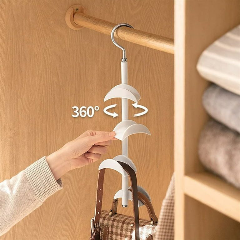 NOGIS Purse Hanger for Closet Rotating Handbag Hanging Hook Bag Storage Space Saver with 4 Hooks Hanging Organizer for Scarf Handbag Belt Walmart